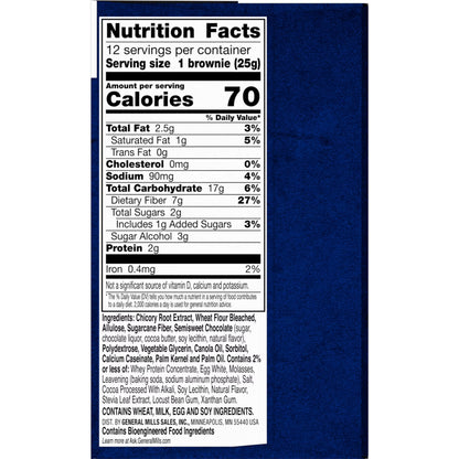 Fiber One 70 Calorie Brownies, Chocolate Chip Cookie, 2g Sugar, Value Pack, 12 Count, 10.6 oz