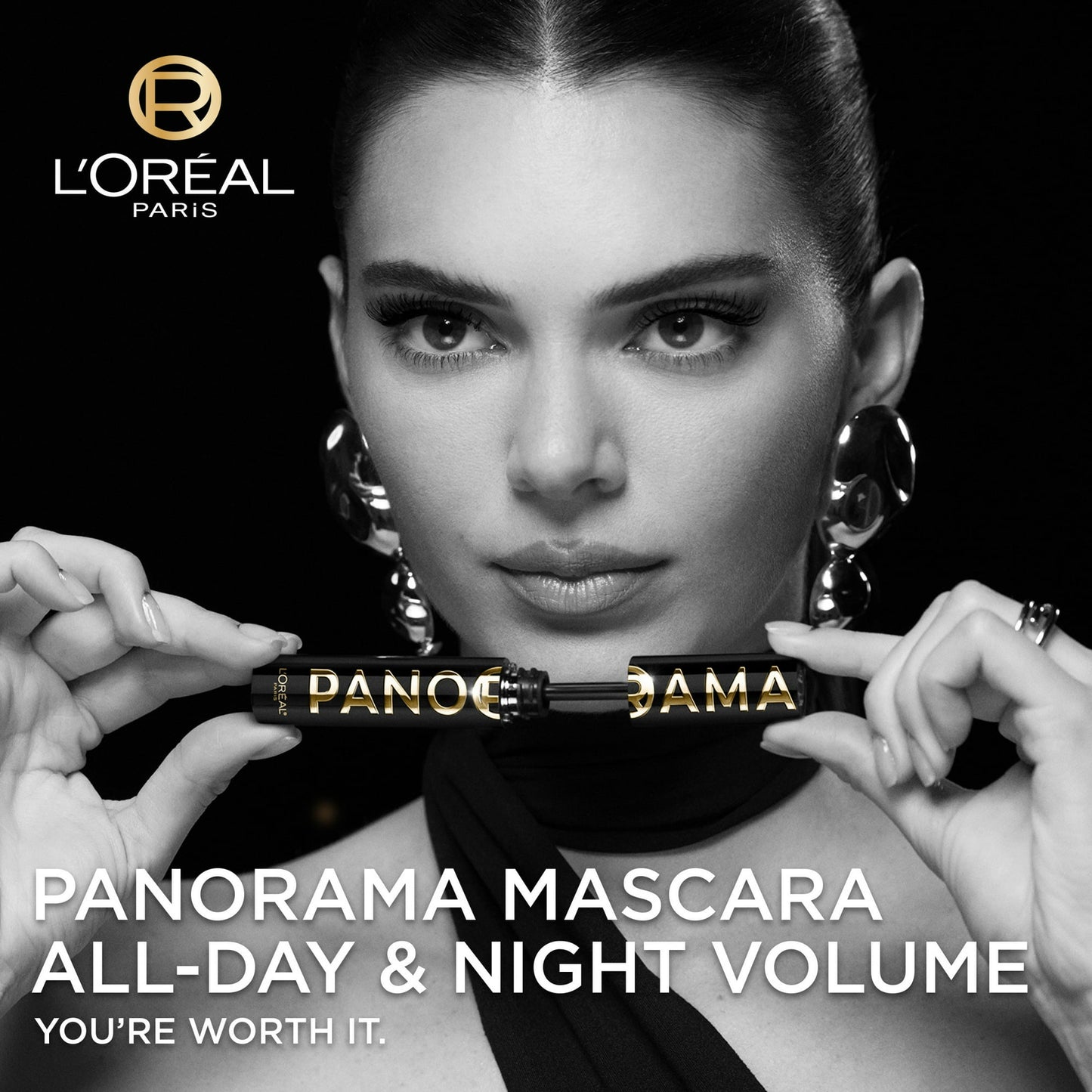 L'Oreal Paris Voluminous Panorama Volumizing and Lengthening Mascara, All Night Black, 0.33 fl oz