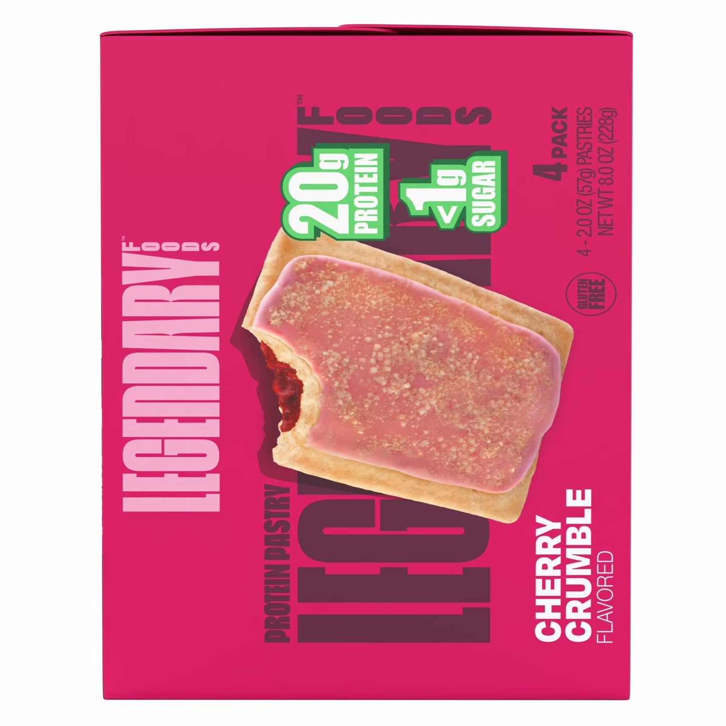 Legendary Foods Gluten Free and Keto Friendly Protein Pastry - Cherry Crumble - 8oz/4ct