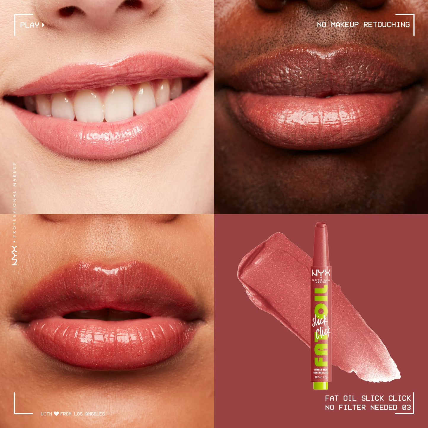 NYX Professional Makeup Fat Oil Slick Click Hydrating Tinted Lip Gloss with Lightweight Hydration, No Filter Needed, 0.07 oz