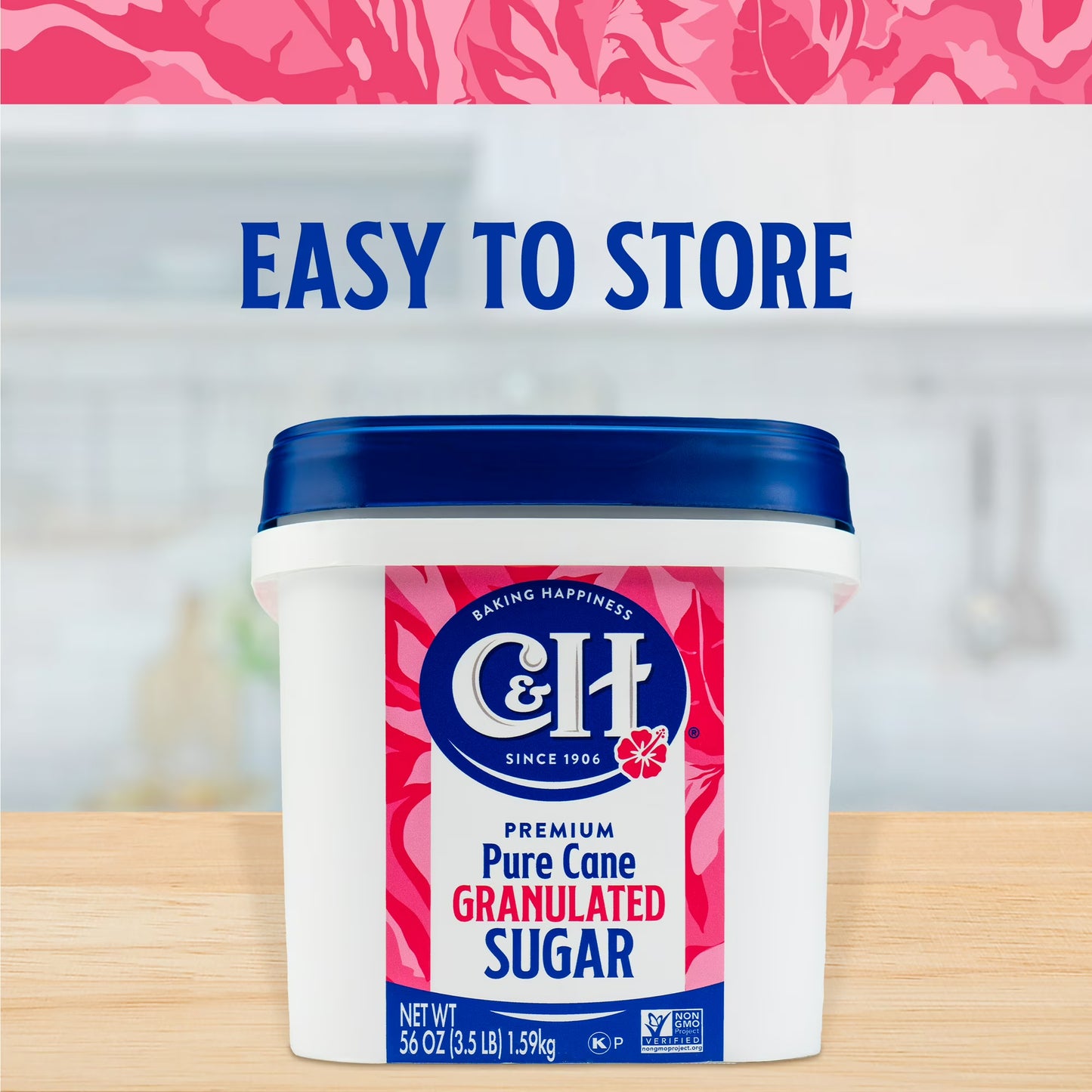 C&H Premium Pure Cane Granulated Sugar, 3.5 lb Tub