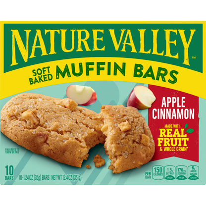 (6 pack) Nature Valley Soft Baked Muffin Bars, Apple Cinnamon, Snack Bars, 10 Bars, 12.4 oz