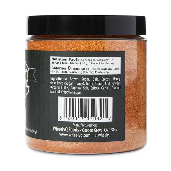 WheelyQ Barbecue All Purpose Rub & Seasoning for Ribs, Brisket, Chicken, Pork, Seafood & Veggies | Meat Rub for Smoking and Grilling (7.2 oz)