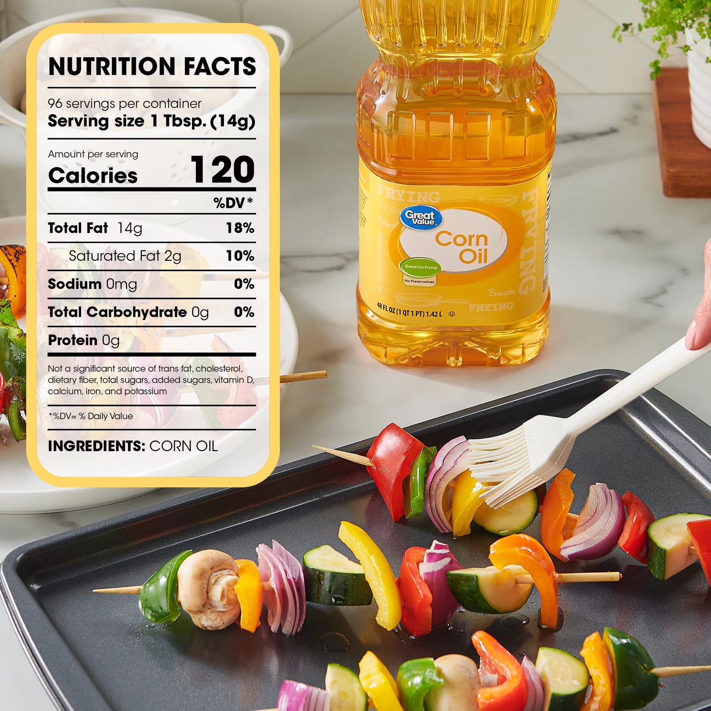 Great Value Corn Oil, Heart Healthy, Great for Frying, 48 fl oz Bottle