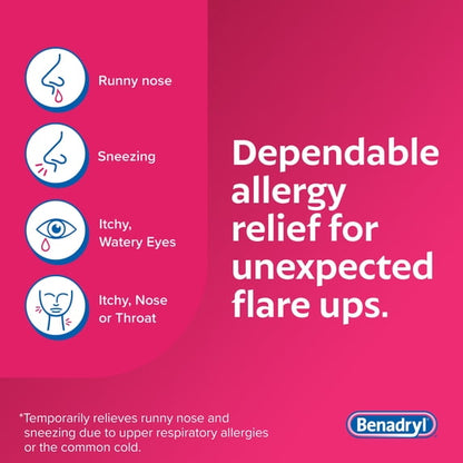 Benadryl Allergy Medicine for Adults, Ultratablets, 25 mg Diphenhydramine HCl, 100 Count Size