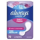 Always Thin No Feel Protection Daily Liners Regular Absorbency Unscented, 72 Ct