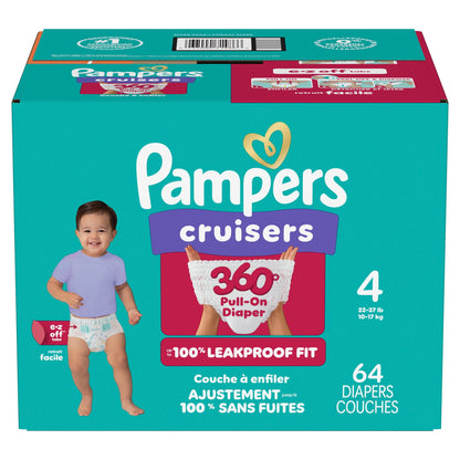 Pampers Cruisers 360 Baby Diapers Size 4, 64 Count (Select for More Options)