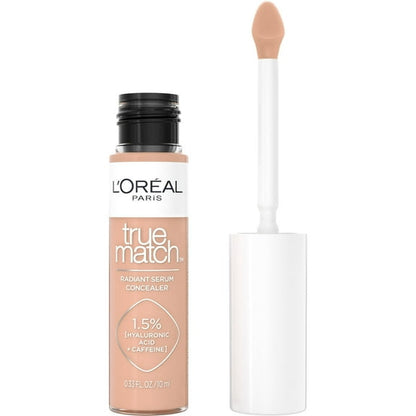 L'Oreal Paris True Match Radiant Serum Concealer with Hyaluronic Acid, N6.5 Medium Deep, 0.33 fl oz