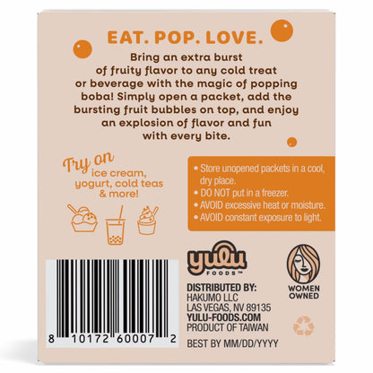 Yulu Foods - Popping Boba Pearls - Mango 4 Pack - Net Wt 7.1 oz. (200g)