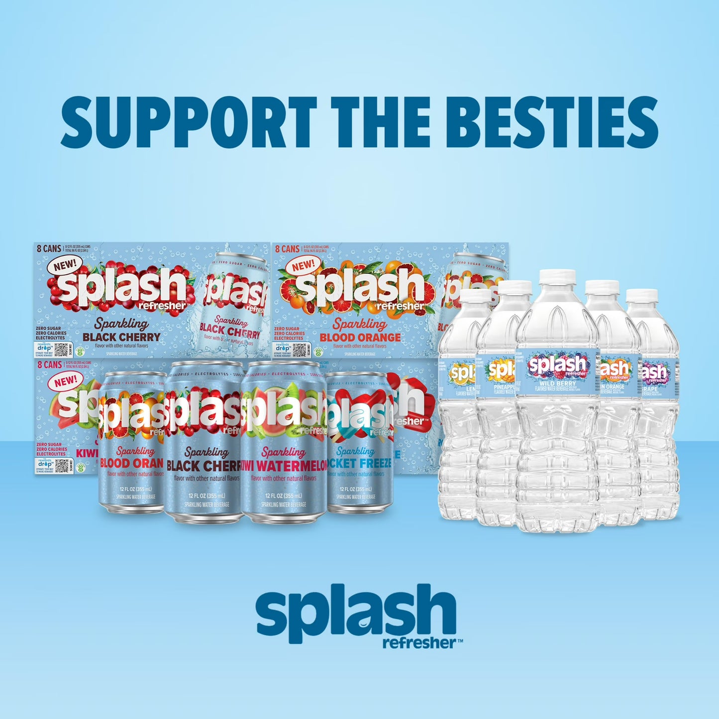Splash Kiwi Watermelon Sparkling Water, 12 fl oz, 8 Cans
