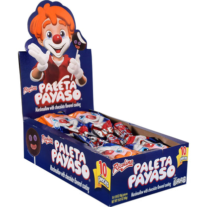 Ricolino Paleta Payaso Chocolate Marshmallow Lollipop, 10 Count Box