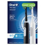 Oral-B Toothbrush, Pro 1000 CrossAction Rechargeable Electric Toothbrush Pack, Black and White, 2 Count