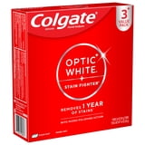 Colgate Optic White Stain Fighter Clean Mint, Teeth Whitening Anticavity Toothpaste, 3 Pack, 3.8 OZ