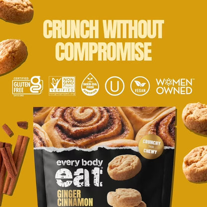 Every Body Eat Ginger Cinnamon Crunchy Cookie Bites - Gluten Free, Dairy Free, Vegan, Seed Oil Free, Allergy Friendly (5oz Pack of 3)