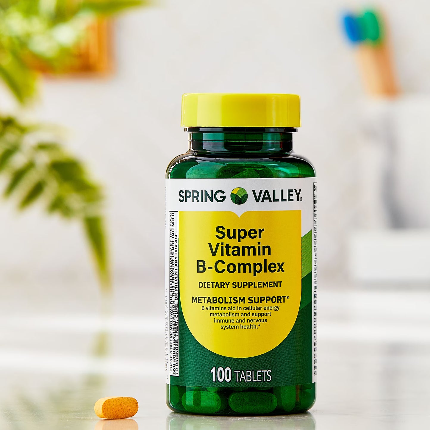 Spring Valley Super Vitamin B-Complex Dietary Supplement, 100 Count, Tablets for Metabolism Support