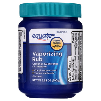Equate Vaporizing Rub Ointment, 3.53 oz, Compare to VicksÂ VapoRubÂ Active Ingredients
