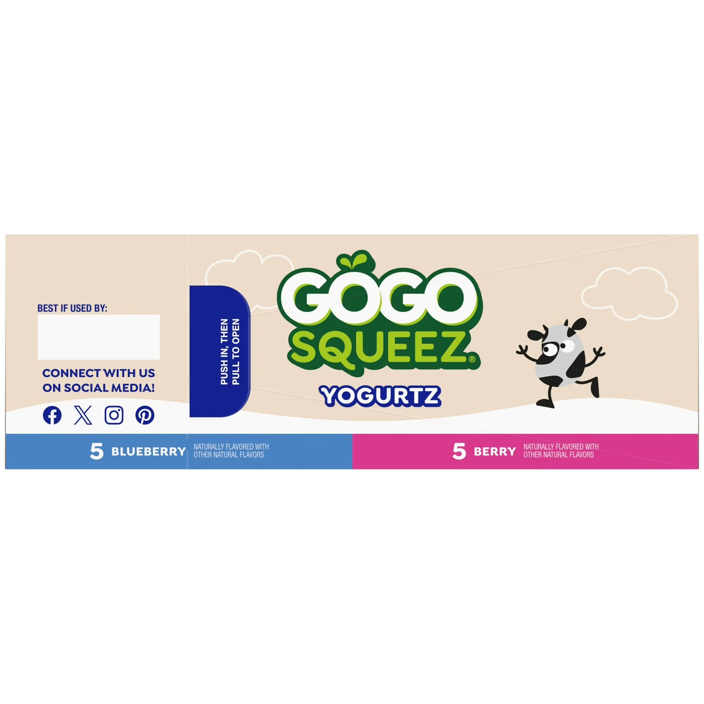 GoGo squeeZ Low Fat Yogurtz Blueberry and Berry Yogurt Snack Pouches, 3 oz (10 Pack)