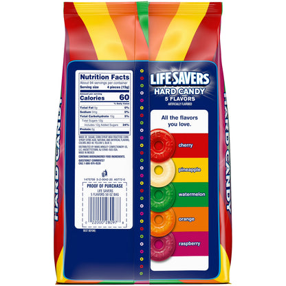 LIFE SAVERS Hard Candy, 5 Flavors Individually Wrapped Fruit Candy, Party Size, 50 oz Bag