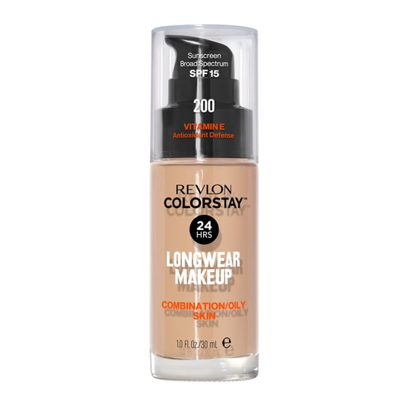 Revlon ColorStay Liquid Foundation Makeup, Matte Finish, Combination/Oily Skin, SPF 15, 200 Nude, 1 fl oz