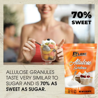 Allulose Sweetener 2 Pound Bag - Natural, Keto, Low Calorie, Zero Net Carb by Fit Lane Nutrition