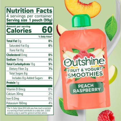 (3 pack) Outshine Fruit and Yogurt On the Go Smoothie Snacks, Peach Raspberry, 3.5 oz Pouches (4 Pack)