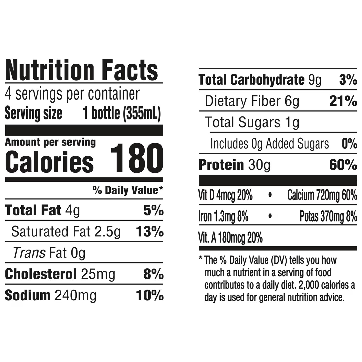 Oikos Protein Shake, Shelf Stable, Chocolate, 30g Protein, 12 fl oz, 4 Count Bottles