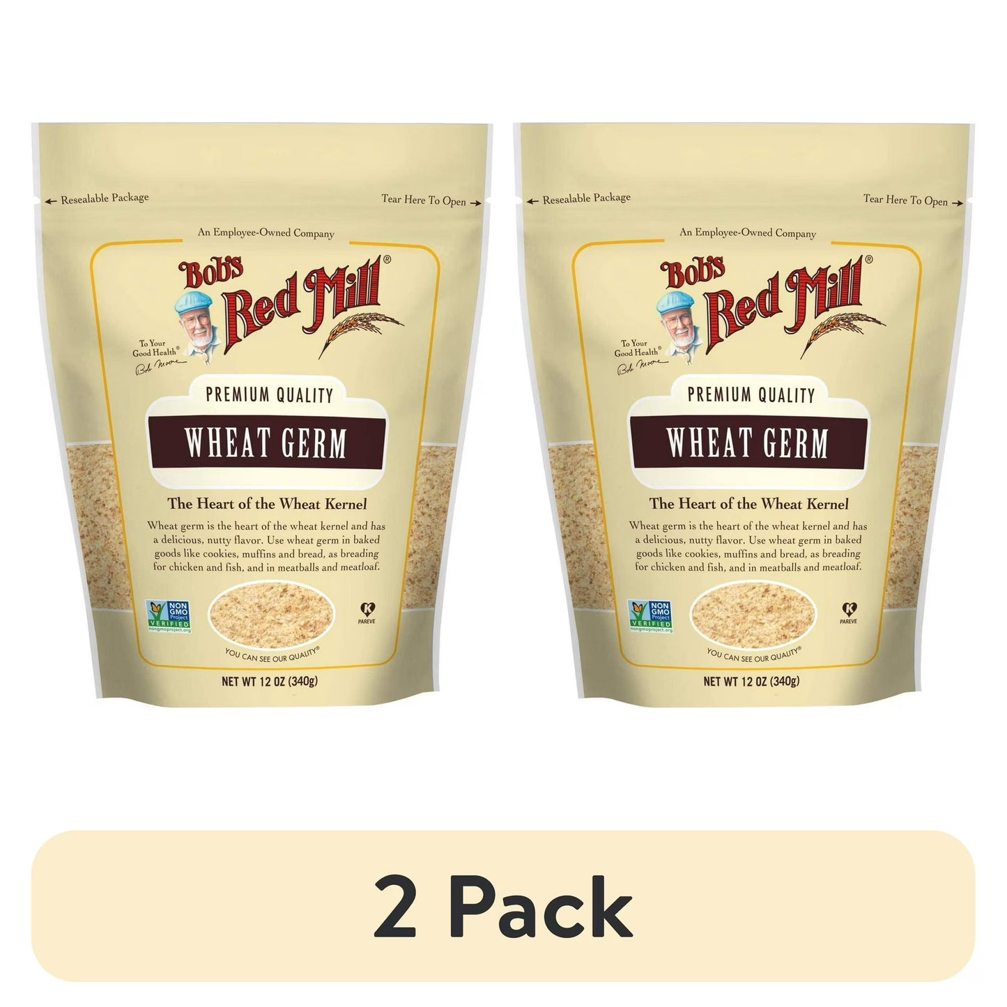 (2 pack) Bob's Red Mill Nutty Wheat Flours Cereal Wheat Germ - 12 Oz