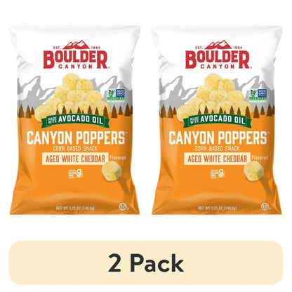 (2 pack) Boulder Canyon Avocado Oil Aged White Cheddar Canyon Poppers, 5.25 oz Bag