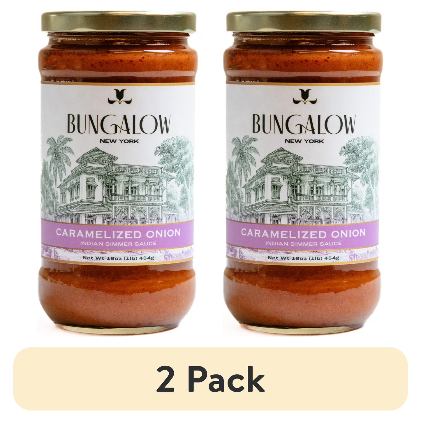 (2 pack) Bungalow Foods Caramelized Onion Indian Simmering Sauce, 16oz