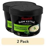 (2 pack) Campbell's Slow Kettle Style Creamy Broccoli Cheddar Bisque, 15.5 oz Microwavable Bowl
