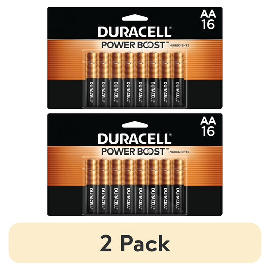 (2 pack) Duracell Coppertop AA Battery with POWER BOOST™, 16 Pack Long-Lasting Batteries