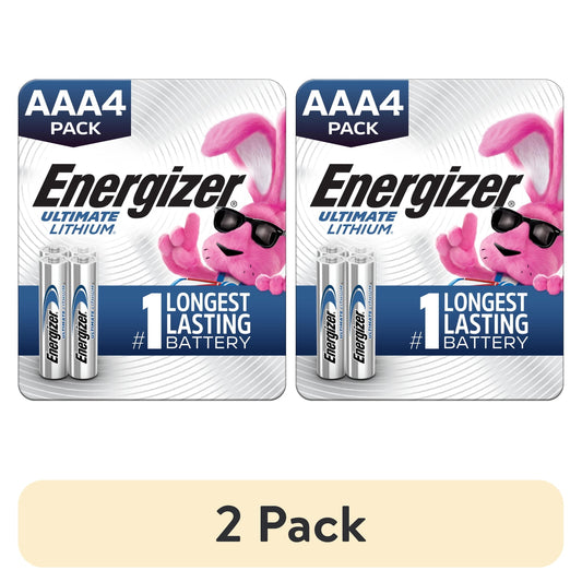 (2 pack) Energizer Ultimate Lithium AAA Batteries (4 Pack), Lithium 1.5V Triple A Batteries