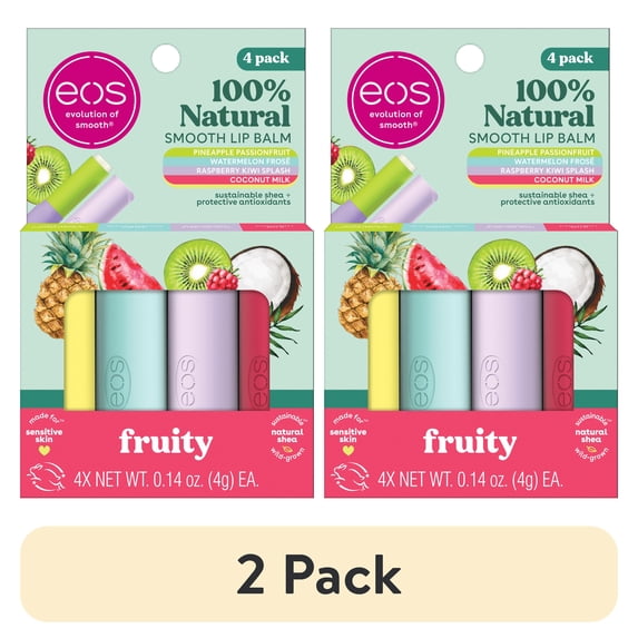 (2 pack) Eos 100% Natural Lip Balm Sticks- Fruity Variety Pack, 0.14 oz, 4 per Pack