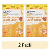 (2 pack) Equate Sore Throat and Cough Relief Menthol Cough Drops, Honey Lemon Flavor, 160 Count