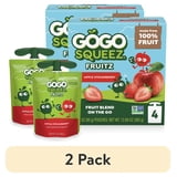 (2 pack) GoGo squeeZ No Sugar Added Apple Strawberry Applesauce Pouches, 3.2 oz (4 Pack)