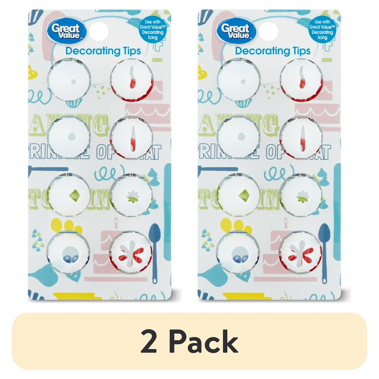 (2 pack) Great Value Decorating Tips, 8 Count