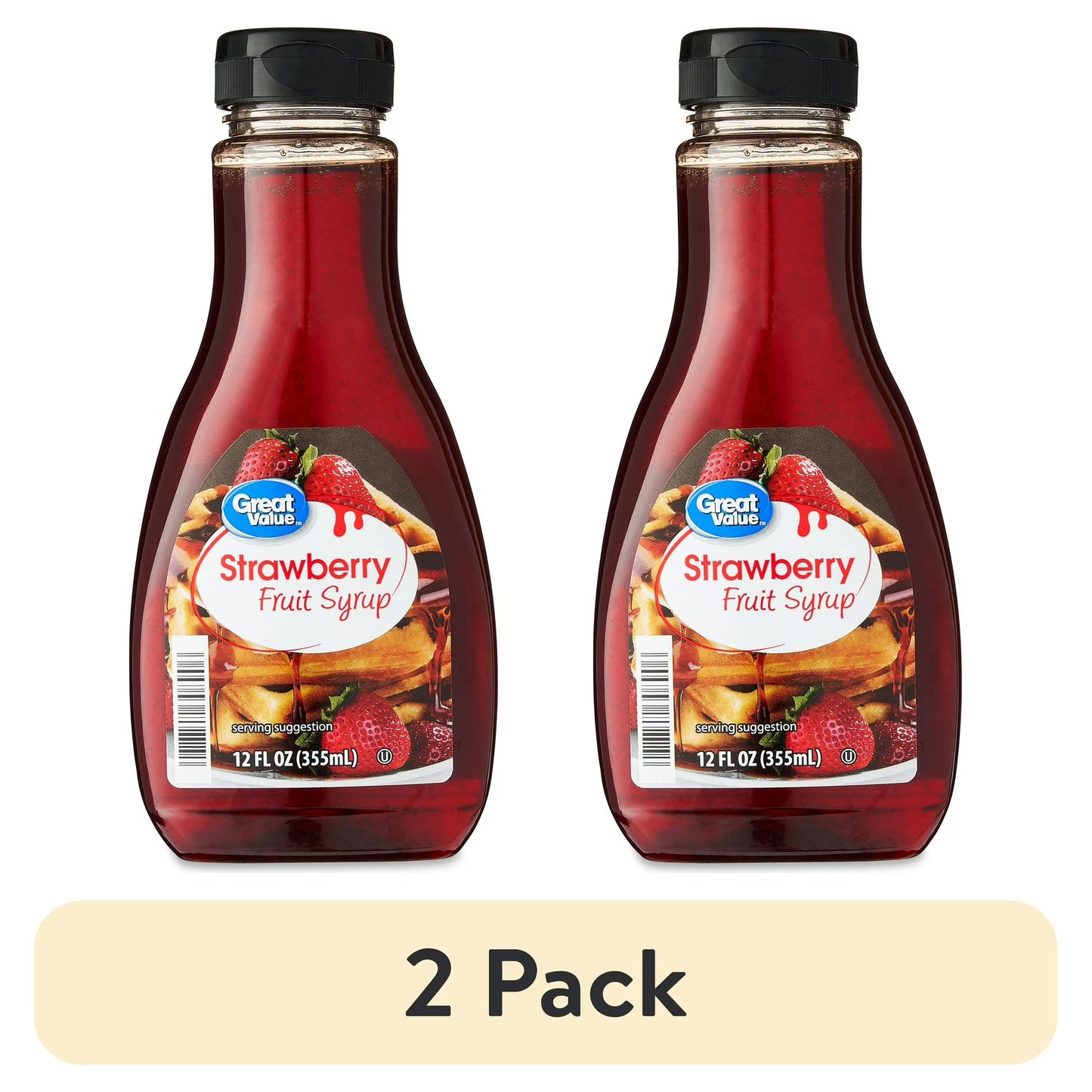 (2 pack) Great Value Strawberry Fruit Syrup, 12 fl oz