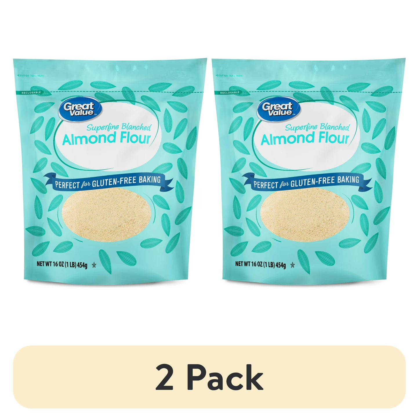 (2 pack) Great Value Superfine Blanched Almond Flour, Gluten-Free, 2 lb