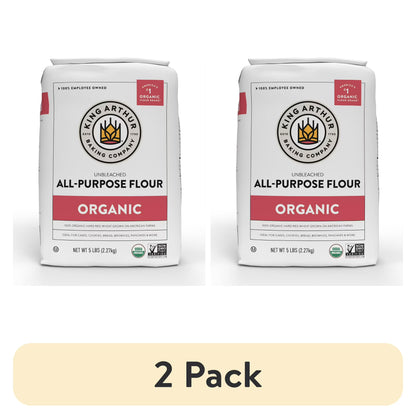 (2 pack) King Arthur Baking Company USDA Organic, Non-GMO Project Verified Unbleached All-Purpose Flour, 5 lb Bag
