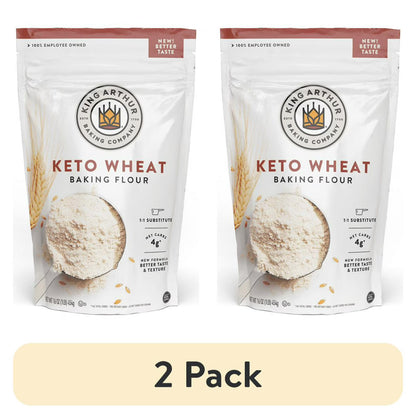 (2 pack) King Arthur Baking Company Sourced Non-GMO, 1-to-1 All Purpose Flour Substitute, Keto Wheat Baking Flour, 16 oz