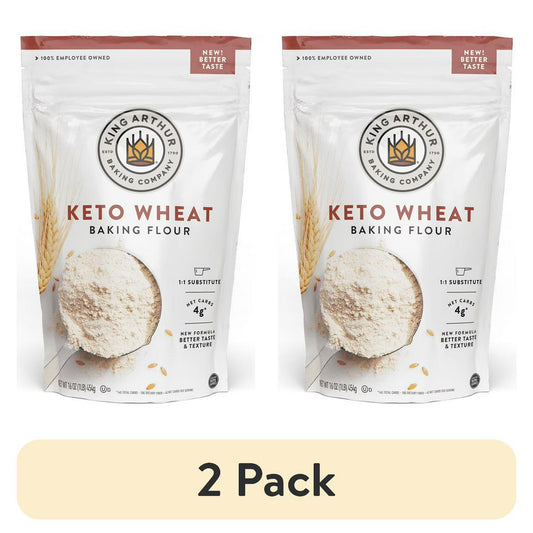 (2 pack) King Arthur Baking Company Sourced Non-GMO, 1-to-1 All Purpose Flour Substitute, Keto Wheat Baking Flour, 16 oz