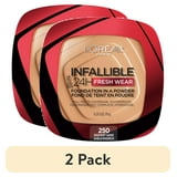 (2 pack) L'Oreal Paris Infallible Fresh Wear 24 Hr Powder Foundation Makeup, 250 Radiant Sant, 0.31 oz