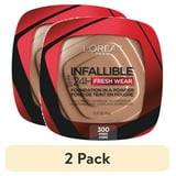 (2 pack) L'Oreal Paris Infallible Fresh Wear 24 Hr Powder Foundation Makeup, 300 Amber, 0.31 oz