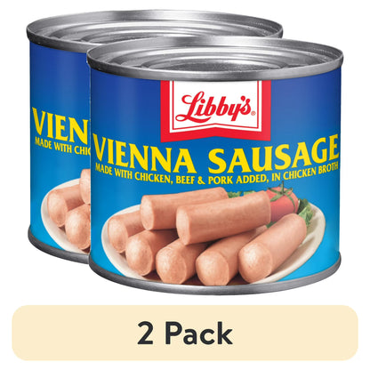 (2 pack) Libby's Vienna Sausage in Chicken Broth, 10g Protein Per Serving, Canned Sausage, 4.6 oz.Can