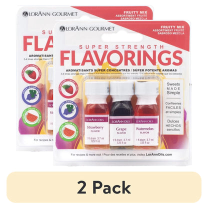 (2 pack) LorAnn Oils Super Strength Flavoring - Watermelon, Strawberry, Grape