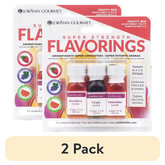 (2 pack) LorAnn Oils Super Strength Flavoring - Watermelon, Strawberry, Grape