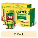 (2 pack) Mott's 100% Apple Juice, 6.75 fl oz, 8 Count Boxes