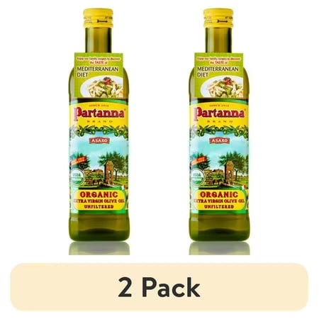 (2 pack) Partanna Organic Extra Virgin Olive Oil - Premium 100% Castelvetrano Oil - High Polyphenol - First Cold Pressed - Early Harvest in Sicily - Award Winning Italian EVOO -Monovarietal - 25.5oz (750 ML)