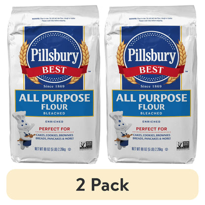 (2 pack) Pillsbury Best Bleached All Purpose Flour, 5 lb Bag