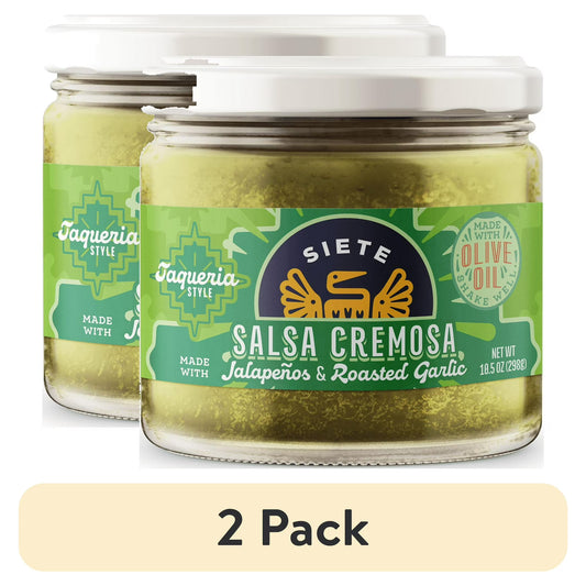 (2 pack) Siete Family Foods, Taqueria Salsa Verde, Cremosa, 10.5 oz
